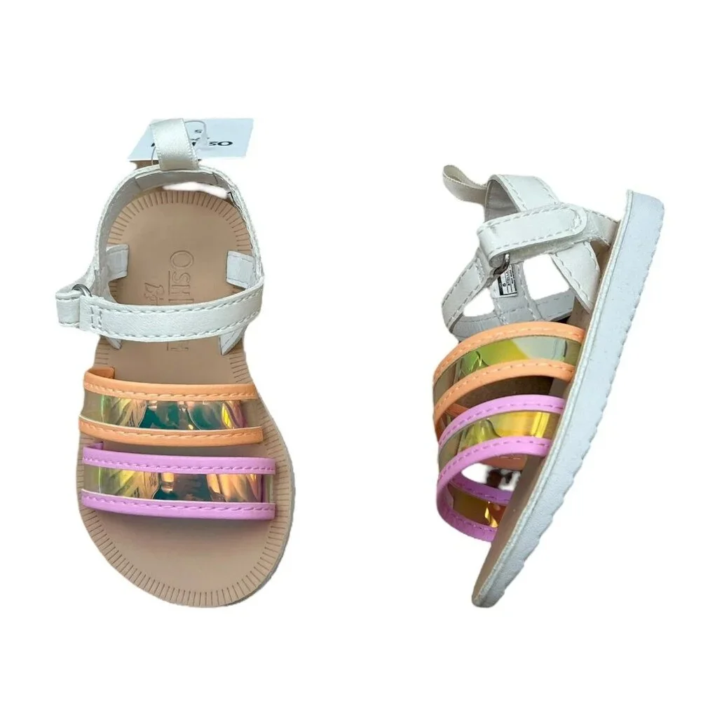 OshKosh Stella Baby-Infant Girls Fashion Sandals Size 5 Gold-White-Pink‎